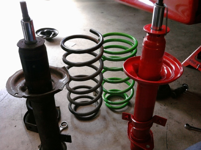 New rear struts next to old